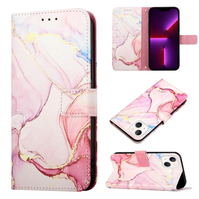 PT003 Estuche para teléfono de cuero con tapa y patrón de mármol