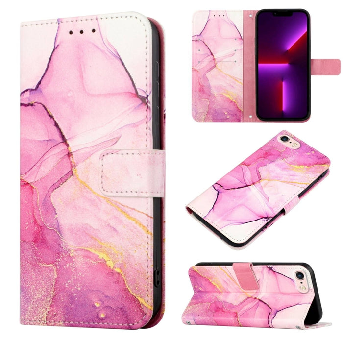 PT003 Estuche para teléfono de cuero con tapa y patrón de mármol