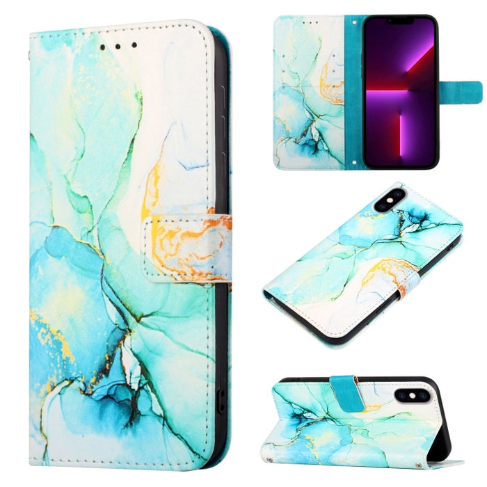 PT003 Estuche para teléfono de cuero con tapa y patrón de mármol