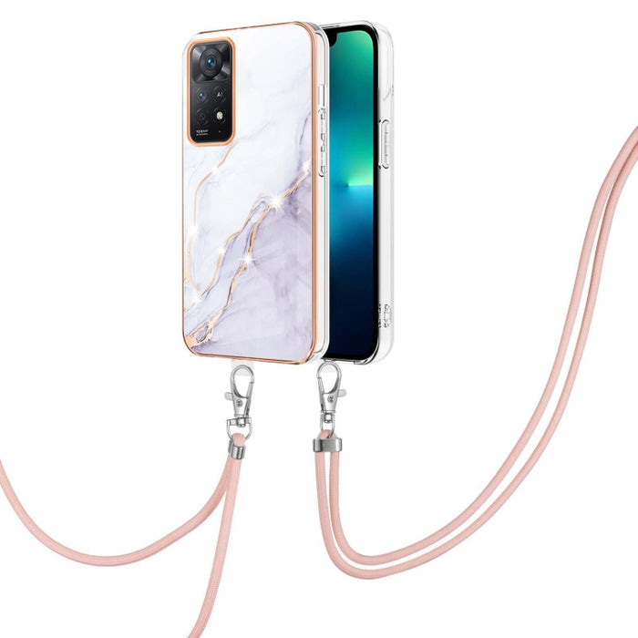 Caja de teléfono de mármol IMD TPU de galvanoplastia con cordón, For Xiaomi Redmi Note 11 Pro 5G / 4G Global, For Xiaomi Redmi Note 11S / Note 11 4G Global, For Xiaomi Redmi Note 11 5G (China), For Xiaomi Mi 11i / 11i HyperCharge 5G Global