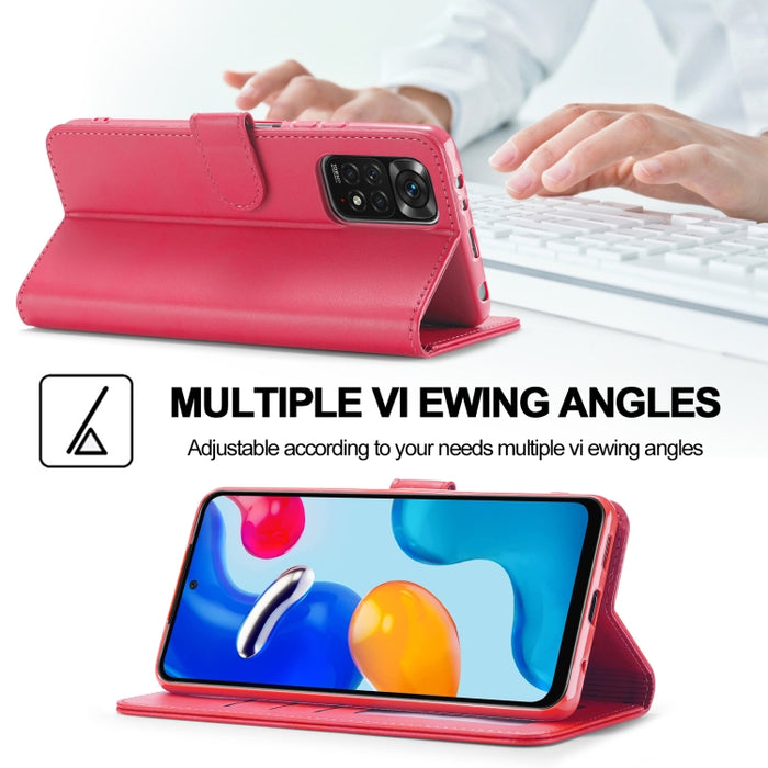 LC.IMEEKE Estuche para teléfono de cuero con textura de becerro, For Xiaomi Redmi Note 11/11S, For Xiaomi Redmi Note 11 Pro International Version, For Xiaomi Redmi Note 11/11S International Version, For Xiaomi Redmi Note 11 International Version