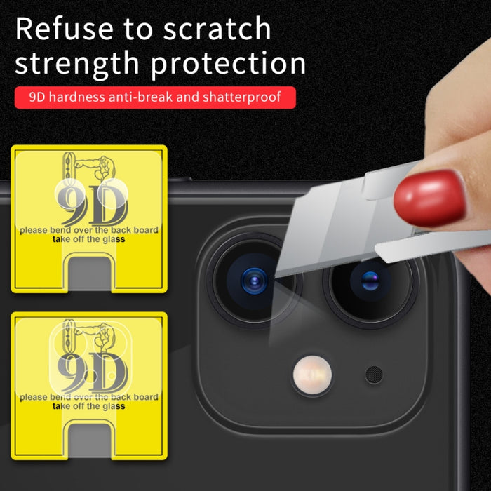 Paquetes de combinación de película de vidrio templado protector de lente de cámara trasera transparente 9D