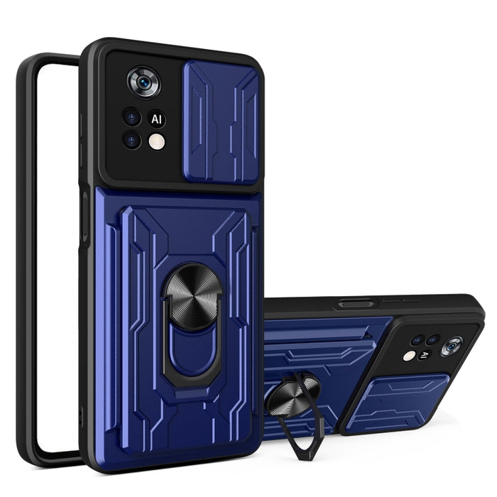 Funda deslizante para teléfono Camshield TPU+PC con ranura para tarjeta, For Xiaomi Poco X4 Pro 5G
