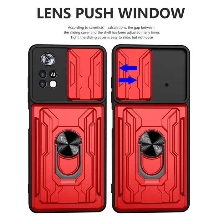 Funda deslizante para teléfono Camshield TPU+PC con ranura para tarjeta, For Xiaomi Poco X4 Pro 5G