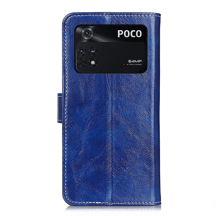 Estuche para teléfono de cuero con tapa horizontal y textura de caballo loco retro, For Xiaomi Poco M4 Pro 4G