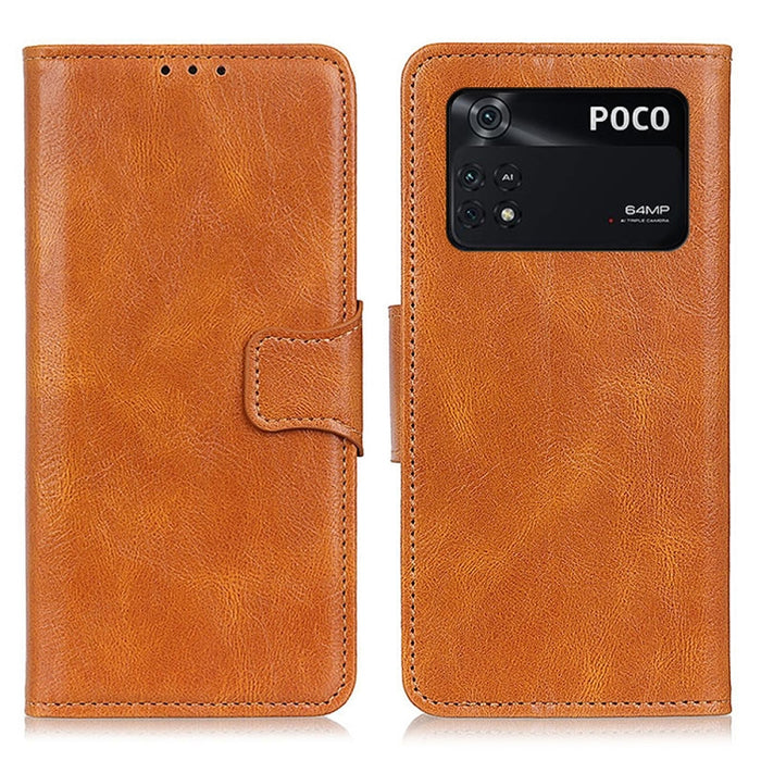 Mirren Crazy Horse Texture Funda de cuero con tapa horizontal para teléfono con soporte y ranuras para tarjetas y billetera, For Xiaomi Poco M4 Pro 4G