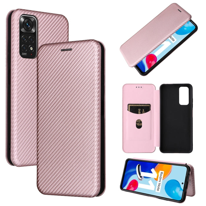 Caja de teléfono de cuero magnético con textura de fibra de carbono, For OPPO Find X5 Lite, For OPPO Realme 9 Pro, For Xiaomi Redmi Note 11 4G / Note 11S 4G, For Nokia G11 / G21