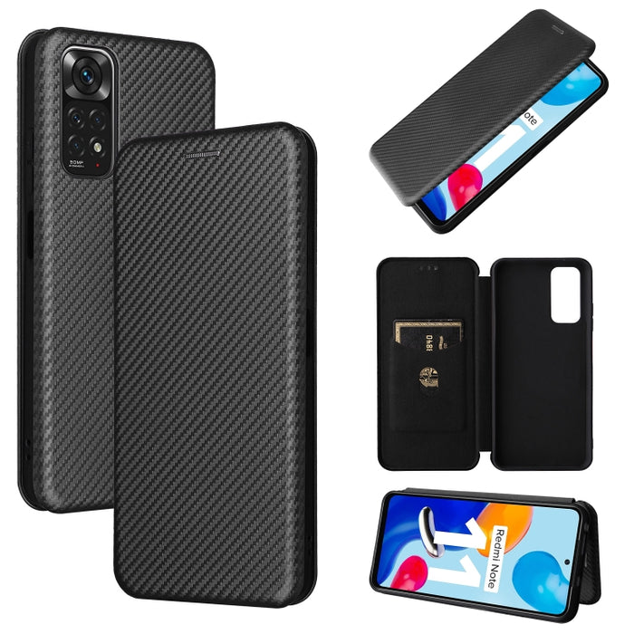 Caja de teléfono de cuero magnético con textura de fibra de carbono, For OPPO Find X5 Lite, For OPPO Realme 9 Pro, For Xiaomi Redmi Note 11 4G / Note 11S 4G, For Nokia G11 / G21