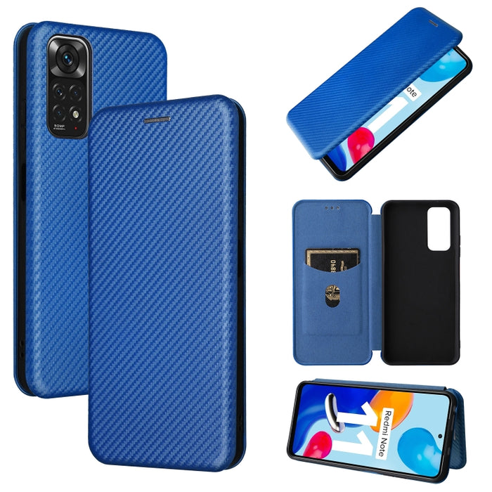 Caja de teléfono de cuero magnético con textura de fibra de carbono, For OPPO Find X5 Lite, For OPPO Realme 9 Pro, For Xiaomi Redmi Note 11 4G / Note 11S 4G, For Nokia G11 / G21