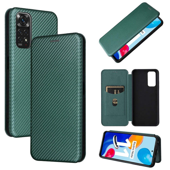 Caja de teléfono de cuero magnético con textura de fibra de carbono, For OPPO Find X5 Lite, For OPPO Realme 9 Pro, For Xiaomi Redmi Note 11 4G / Note 11S 4G, For Nokia G11 / G21