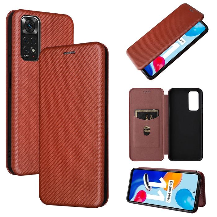 Caja de teléfono de cuero magnético con textura de fibra de carbono, For OPPO Find X5 Lite, For OPPO Realme 9 Pro, For Xiaomi Redmi Note 11 4G / Note 11S 4G, For Nokia G11 / G21