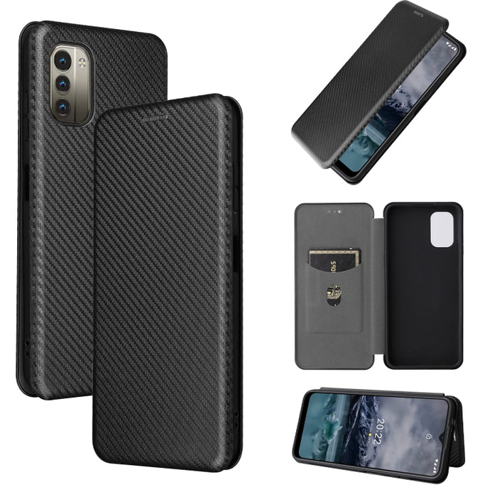 Caja de teléfono de cuero magnético con textura de fibra de carbono, For OPPO Find X5 Lite, For OPPO Realme 9 Pro, For Xiaomi Redmi Note 11 4G / Note 11S 4G, For Nokia G11 / G21