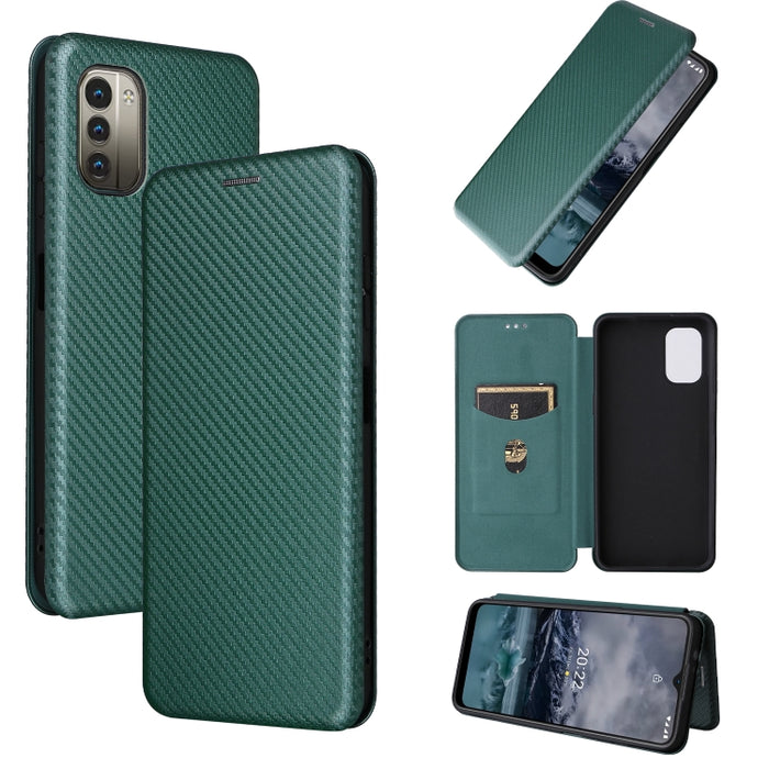 Caja de teléfono de cuero magnético con textura de fibra de carbono, For OPPO Find X5 Lite, For OPPO Realme 9 Pro, For Xiaomi Redmi Note 11 4G / Note 11S 4G, For Nokia G11 / G21