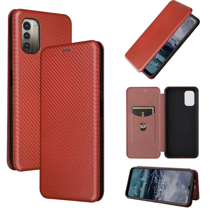 Caja de teléfono de cuero magnético con textura de fibra de carbono, For OPPO Find X5 Lite, For OPPO Realme 9 Pro, For Xiaomi Redmi Note 11 4G / Note 11S 4G, For Nokia G11 / G21