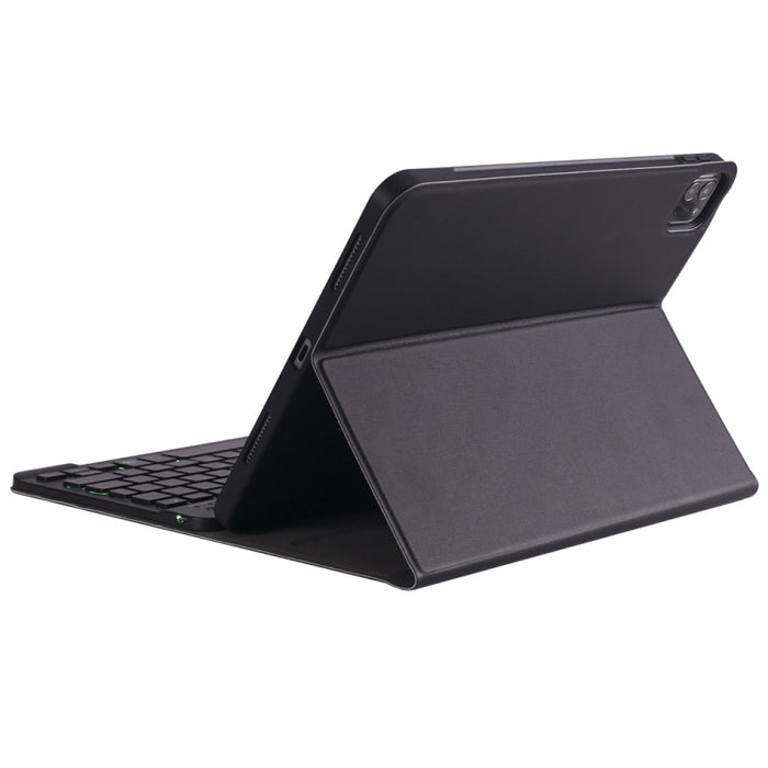 A11BS Estuche de cuero con teclado Bluetooth ultrafino con textura de piel de cordero con portalápices y retroiluminación