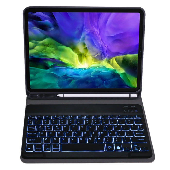 A11BS Estuche de cuero con teclado Bluetooth ultrafino con textura de piel de cordero con portalápices y retroiluminación