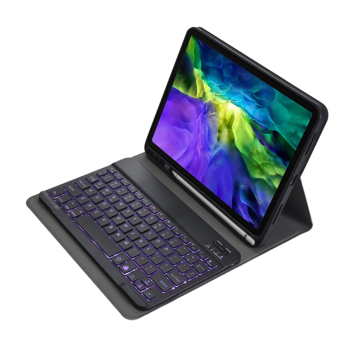 A11BS Estuche de cuero con teclado Bluetooth ultrafino con textura de piel de cordero con portalápices y retroiluminación