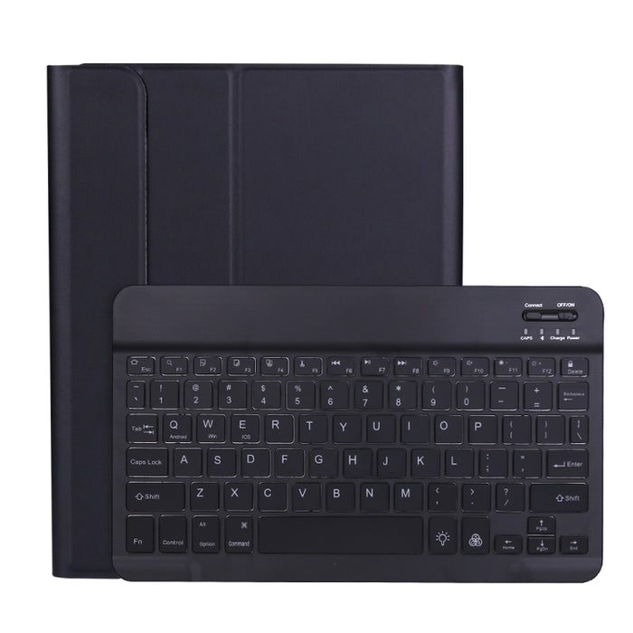 A11BS Estuche de cuero con teclado Bluetooth ultrafino con textura de piel de cordero con portalápices y retroiluminación