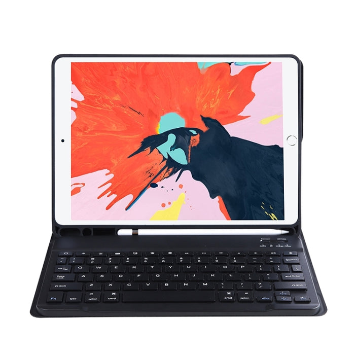 T098B Candy Color Skin Feel Texture Teclado Bluetooth Funda de cuero con portalápices