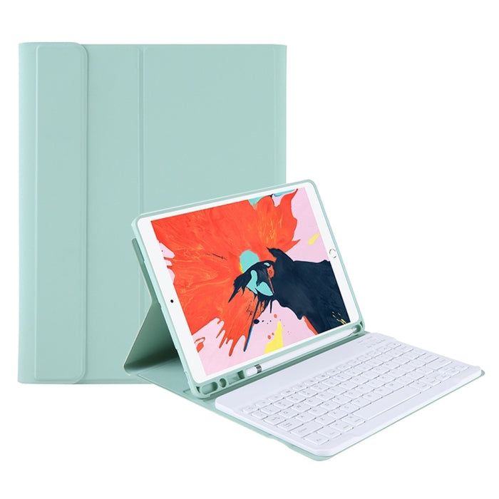 T098B Candy Color Skin Feel Texture Teclado Bluetooth Funda de cuero con portalápices