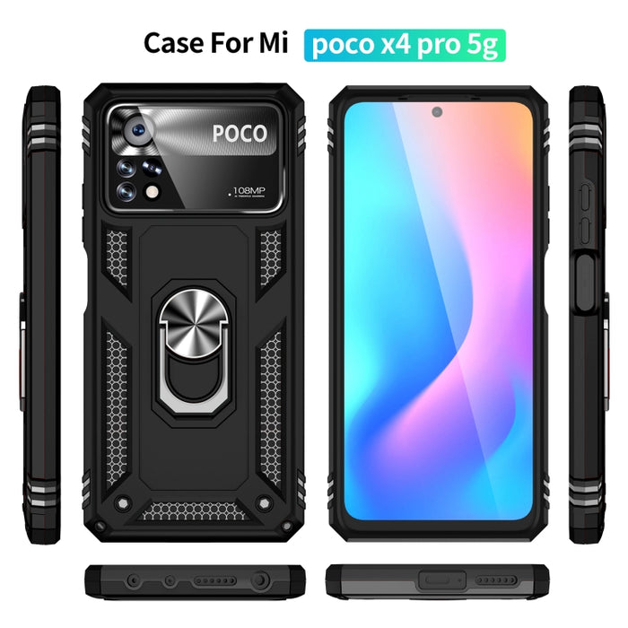 Funda para teléfono TPU + PC a prueba de golpes con soporte giratorio de 360 grados, For Xiaomi Poco X4 Pro 5G