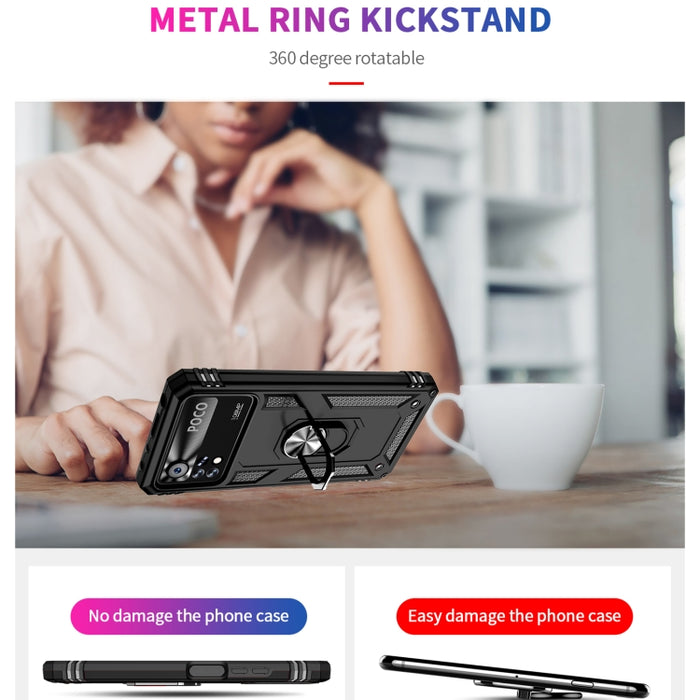 Funda para teléfono TPU + PC a prueba de golpes con soporte giratorio de 360 grados, For Xiaomi Poco X4 Pro 5G