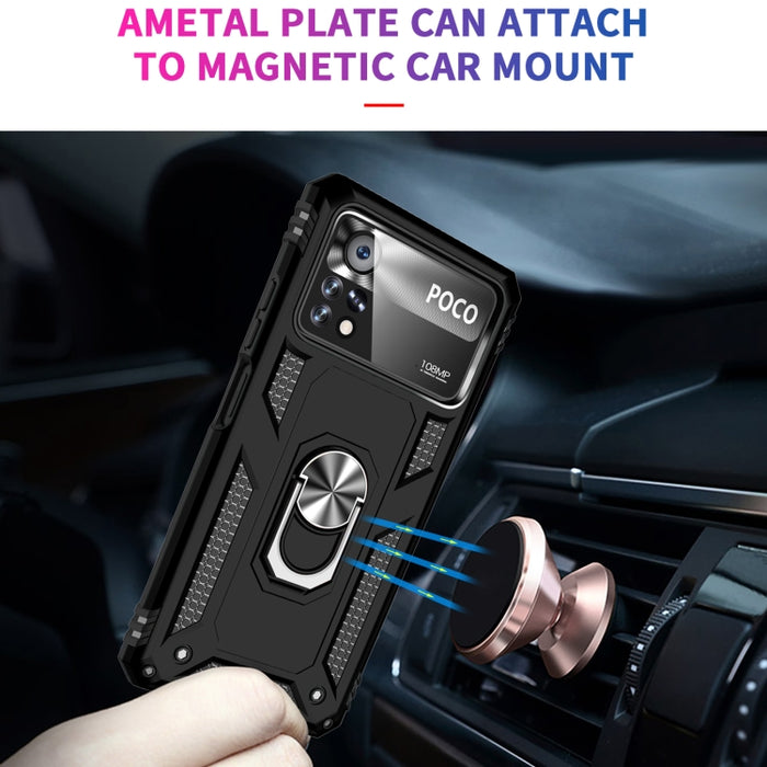 Funda para teléfono TPU + PC a prueba de golpes con soporte giratorio de 360 grados, For Xiaomi Poco X4 Pro 5G