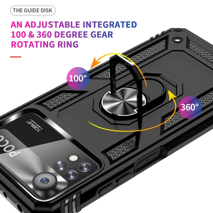 Funda para teléfono TPU + PC a prueba de golpes con soporte giratorio de 360 grados, For Xiaomi Poco X4 Pro 5G