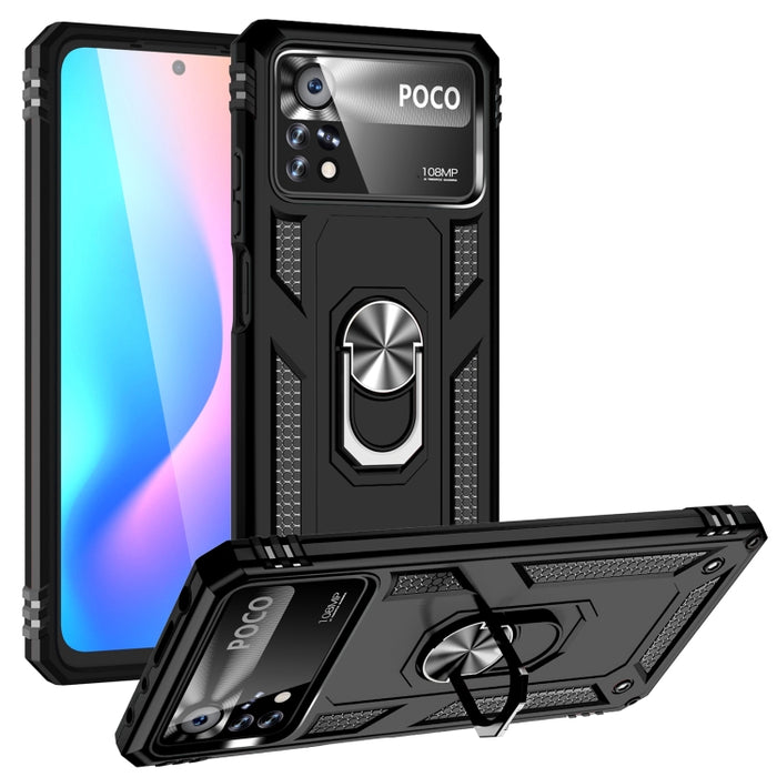 Funda para teléfono TPU + PC a prueba de golpes con soporte giratorio de 360 grados, For Xiaomi Poco X4 Pro 5G