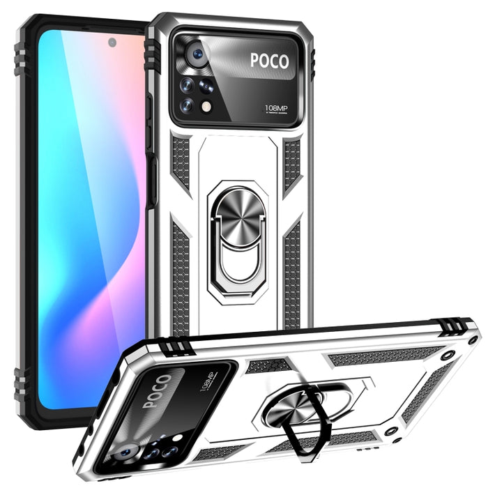 Funda para teléfono TPU + PC a prueba de golpes con soporte giratorio de 360 grados, For Xiaomi Poco X4 Pro 5G