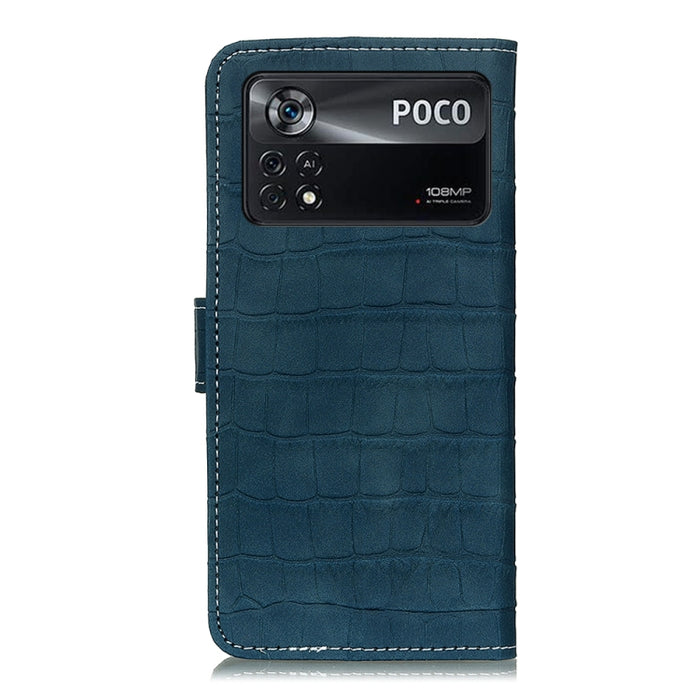Caja de teléfono de cuero con tapa horizontal de textura de cocodrilo magnético, For Xiaomi Poco X4 Pro 5G