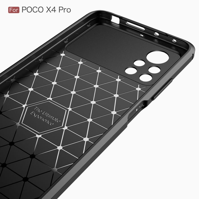 Caja de teléfono TPU de fibra de carbono con textura cepillada, For Xiaomi Poco X4 Pro 5G Precise Hole