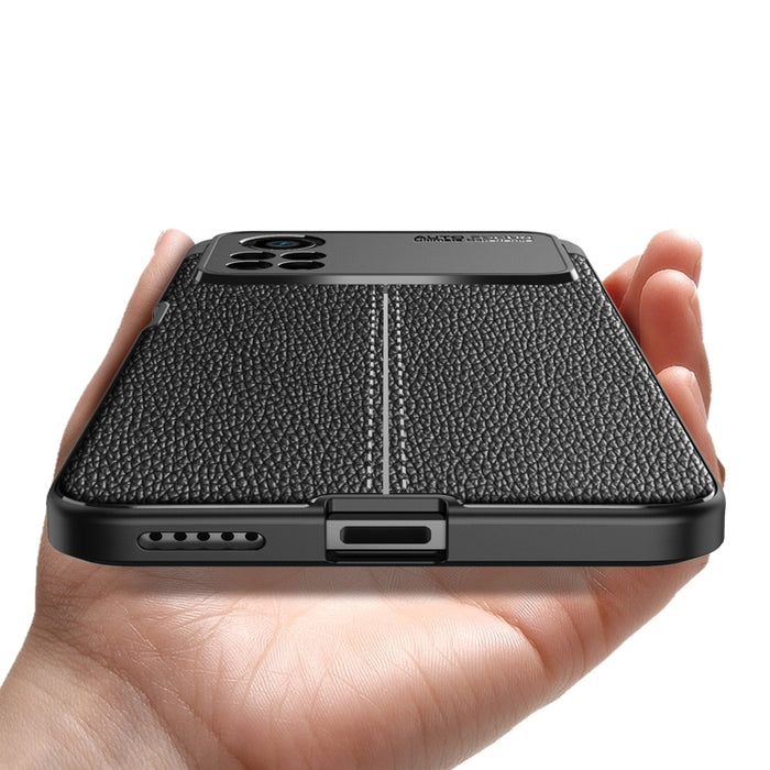 Litchi Texture TPU Funda para teléfono a prueba de golpes, For Xiaomi Poco X4 Pro 5G Precise Hole
