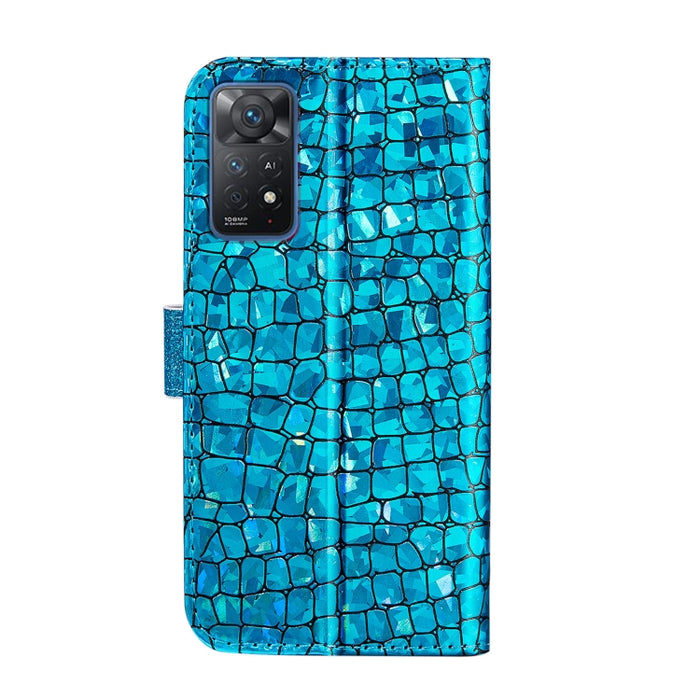 Estuche para teléfono de cuero de cocodrilo a juego con polvo de brillo láser, For Xiaomi Redmi Note 11 Pro International, For Xiaomi Redmi Note 11 International