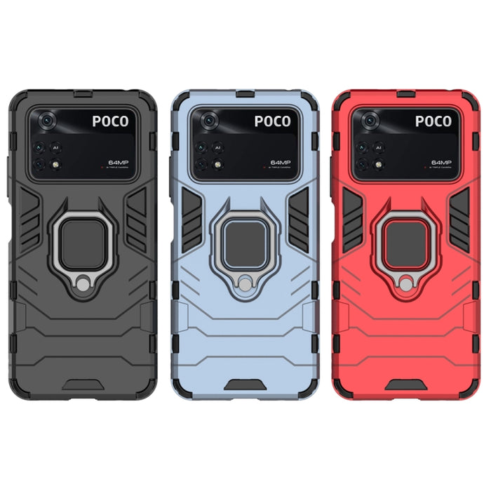 Funda protectora para teléfono PC + TPU a prueba de golpes con soporte de anillo magnético, For Xiaomi Poco M4 Pro 4G, For Xiaomi Poco X4 Pro 5G