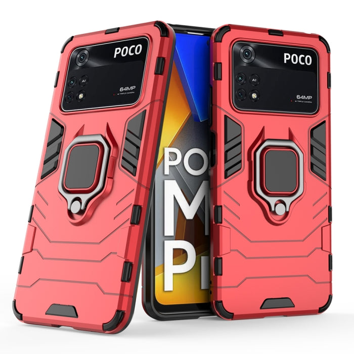 Funda protectora para teléfono PC + TPU a prueba de golpes con soporte de anillo magnético, For Xiaomi Poco M4 Pro 4G, For Xiaomi Poco X4 Pro 5G