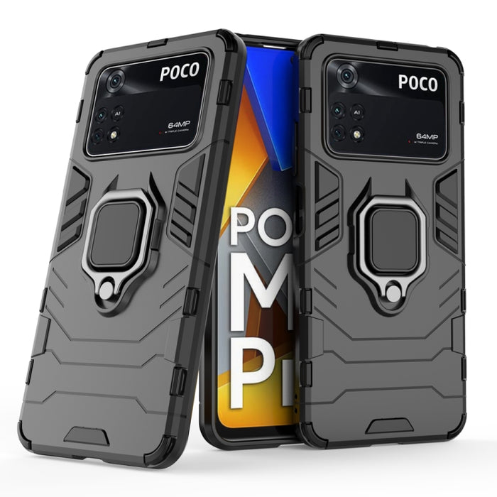 Funda protectora para teléfono PC + TPU a prueba de golpes con soporte de anillo magnético, For Xiaomi Poco M4 Pro 4G, For Xiaomi Poco X4 Pro 5G