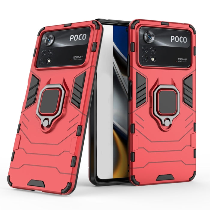 Funda protectora para teléfono PC + TPU a prueba de golpes con soporte de anillo magnético, For Xiaomi Poco M4 Pro 4G, For Xiaomi Poco X4 Pro 5G