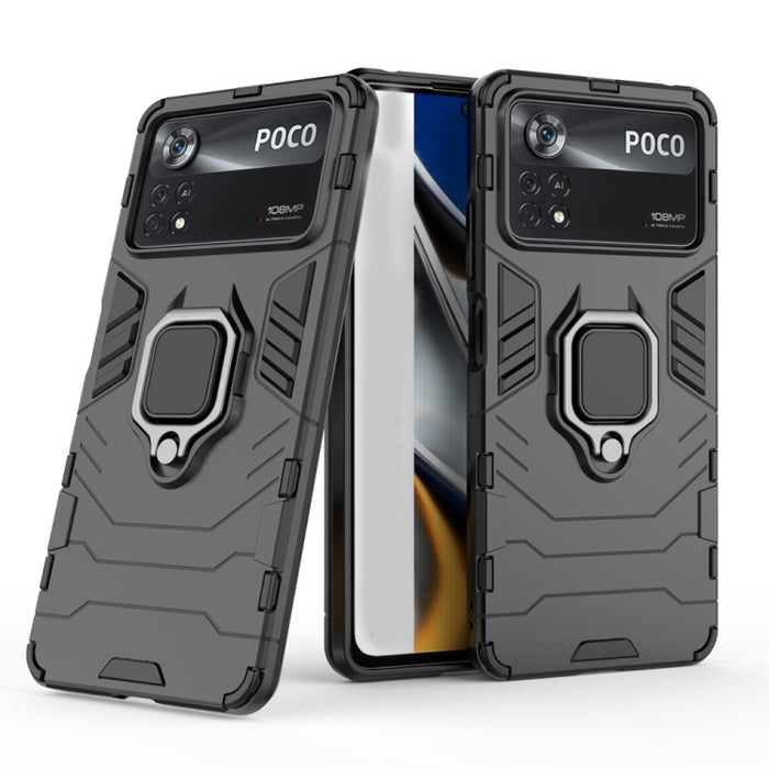 Funda protectora para teléfono PC + TPU a prueba de golpes con soporte de anillo magnético, For Xiaomi Poco M4 Pro 4G, For Xiaomi Poco X4 Pro 5G
