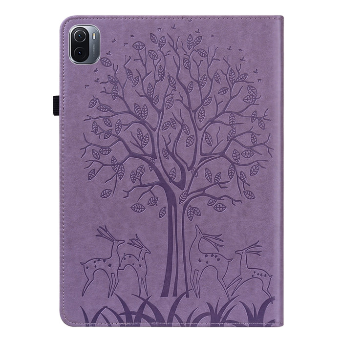 Estuche para tableta de cuero estampado prensado con estampado de árboles y ciervos con función de reposo/activación, For Xiaomi Pad 5 / 5 Pro, For Amazon Kindle Paperwhite 5 2021
