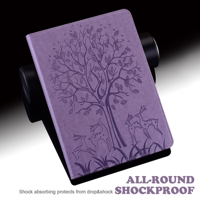 Estuche para tableta de cuero estampado prensado con estampado de árboles y ciervos con función de reposo/activación, For Xiaomi Pad 5 / 5 Pro, For Amazon Kindle Paperwhite 5 2021