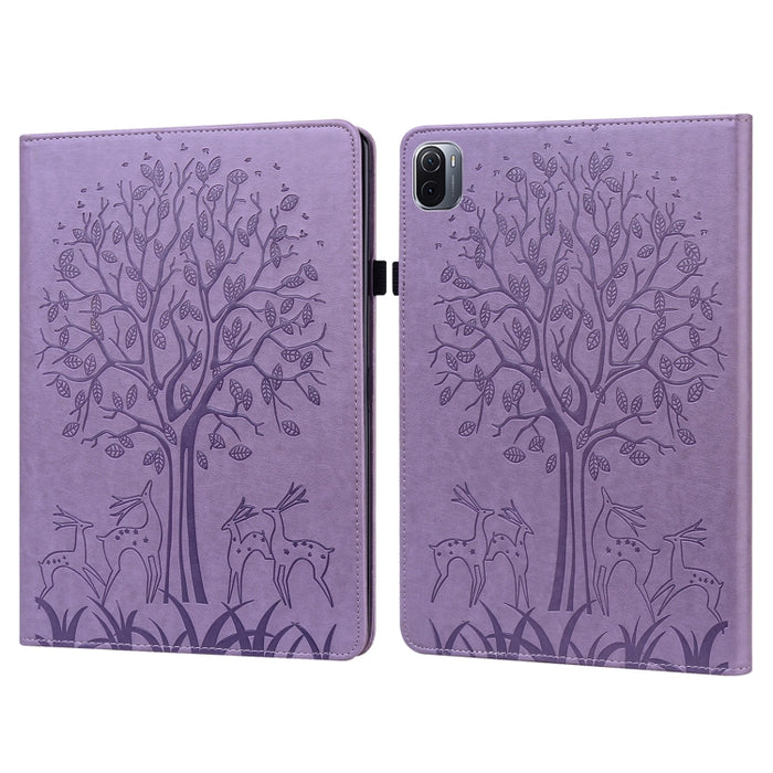 Estuche para tableta de cuero estampado prensado con estampado de árboles y ciervos con función de reposo/activación, For Xiaomi Pad 5 / 5 Pro, For Amazon Kindle Paperwhite 5 2021
