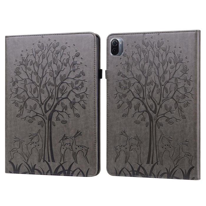 Estuche para tableta de cuero estampado prensado con estampado de árboles y ciervos con función de reposo/activación, For Xiaomi Pad 5 / 5 Pro, For Amazon Kindle Paperwhite 5 2021