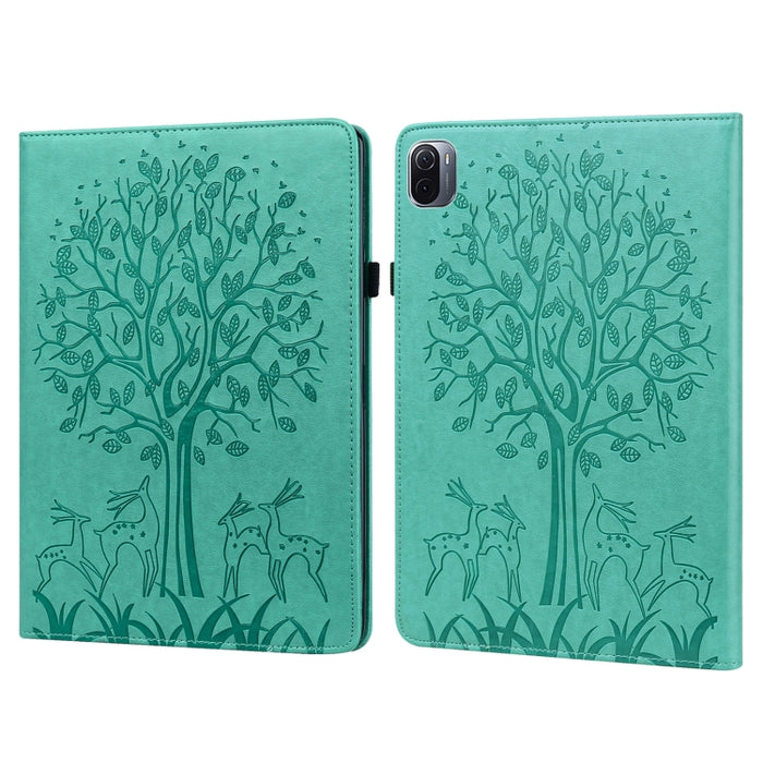 Estuche para tableta de cuero estampado prensado con estampado de árboles y ciervos con función de reposo/activación, For Xiaomi Pad 5 / 5 Pro, For Amazon Kindle Paperwhite 5 2021
