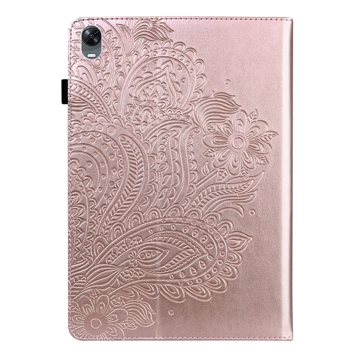 Estuche para tableta de cuero TPU + PU con patrón en relieve de pavo real