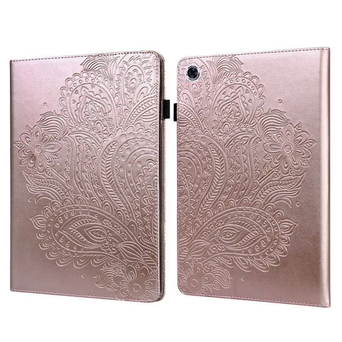 Estuche para tableta de cuero TPU + PU con patrón en relieve de pavo real