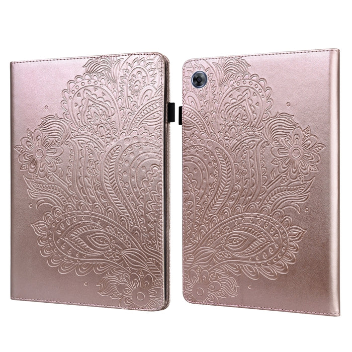 Estuche para tableta de cuero TPU + PU con patrón en relieve de pavo real