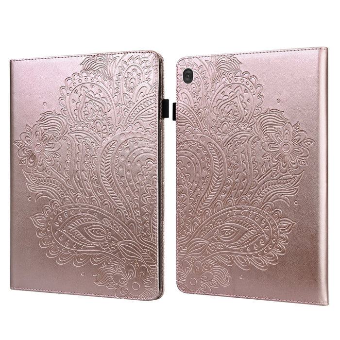 Estuche para tableta de cuero TPU + PU con patrón en relieve de pavo real