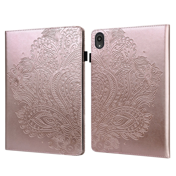 Estuche para tableta de cuero TPU + PU con patrón en relieve de pavo real