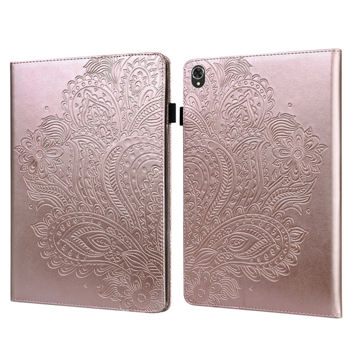 Estuche para tableta de cuero TPU + PU con patrón en relieve de pavo real